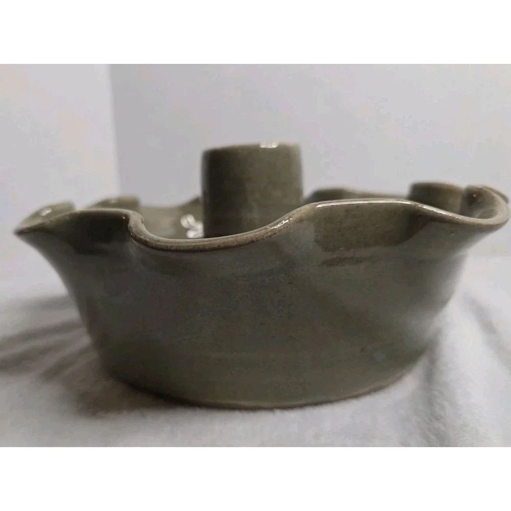 Vintage 2007 Allen Hamm Studio Pottery Chicken Roaster Ruffled Glazed Stoneware